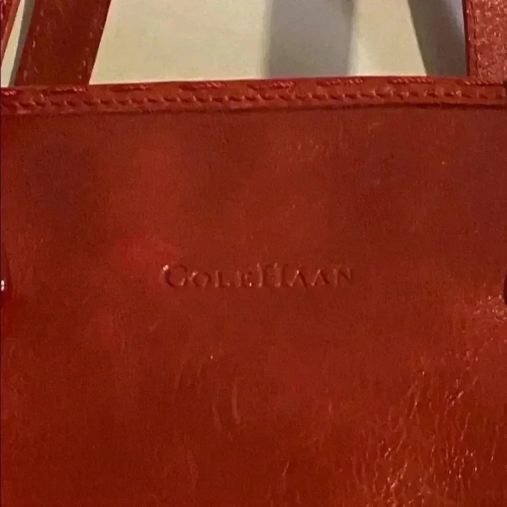 Cole Haan red leather satchel handbag
